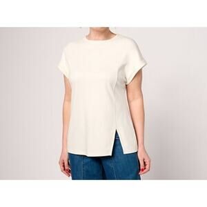 Martha Stewart Size Large Ivory Short Sleeve Side Seam Slit A685786 NWOT